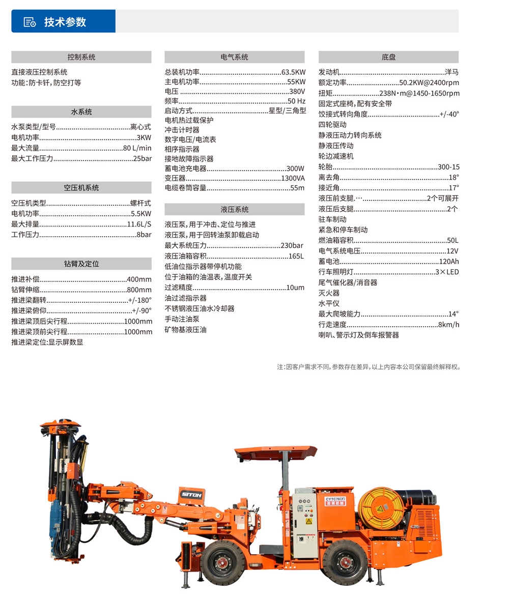 DL2-Nb礦用液壓采礦鉆車(chē)參數